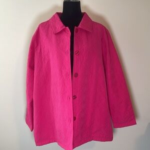 NWT Kim Rogers Pink Satin Lined Quilted Jacket Size 1X NWT